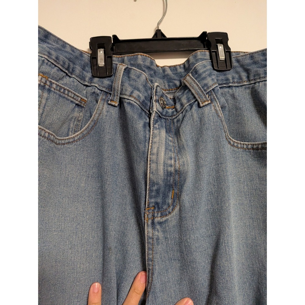 Vintage Y2K Cargo Wide Leg Jeans Medium Wash Distressed Hem Mens Size M - Picture 4 of 13